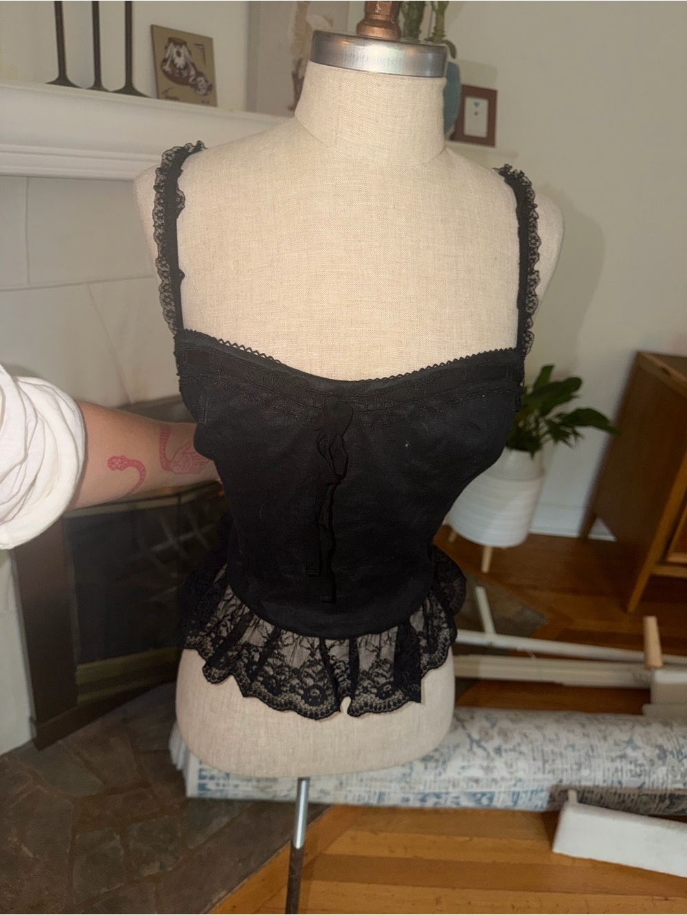 Reformation Black Lace Trim Bustier Cami - Women tank top